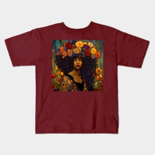 Beautiful Black Art Nouveau Woman Kids T-Shirt